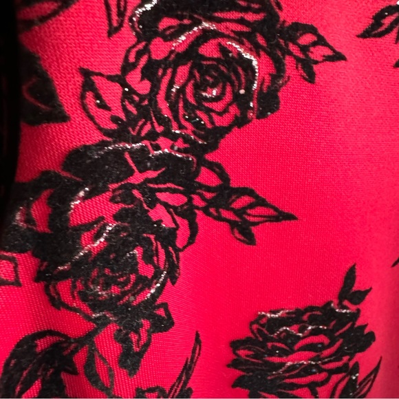 Knitworks Girl’s Christmas Dress Red/Black Roses Black Faux Fur Bolero Jacket - Picture 8 of 12